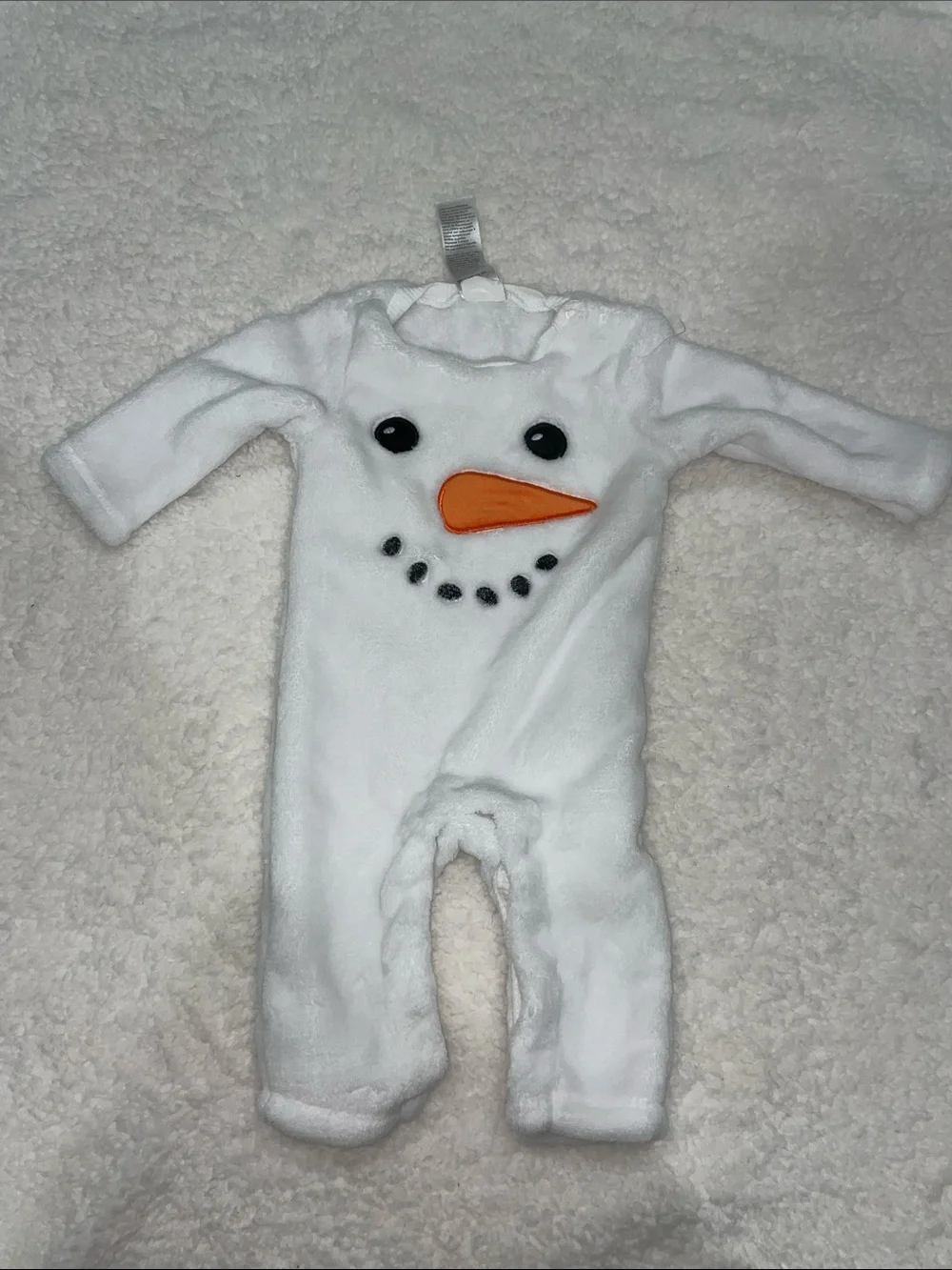 Baby Starters White Fleece Snowman One-Piece with Hat